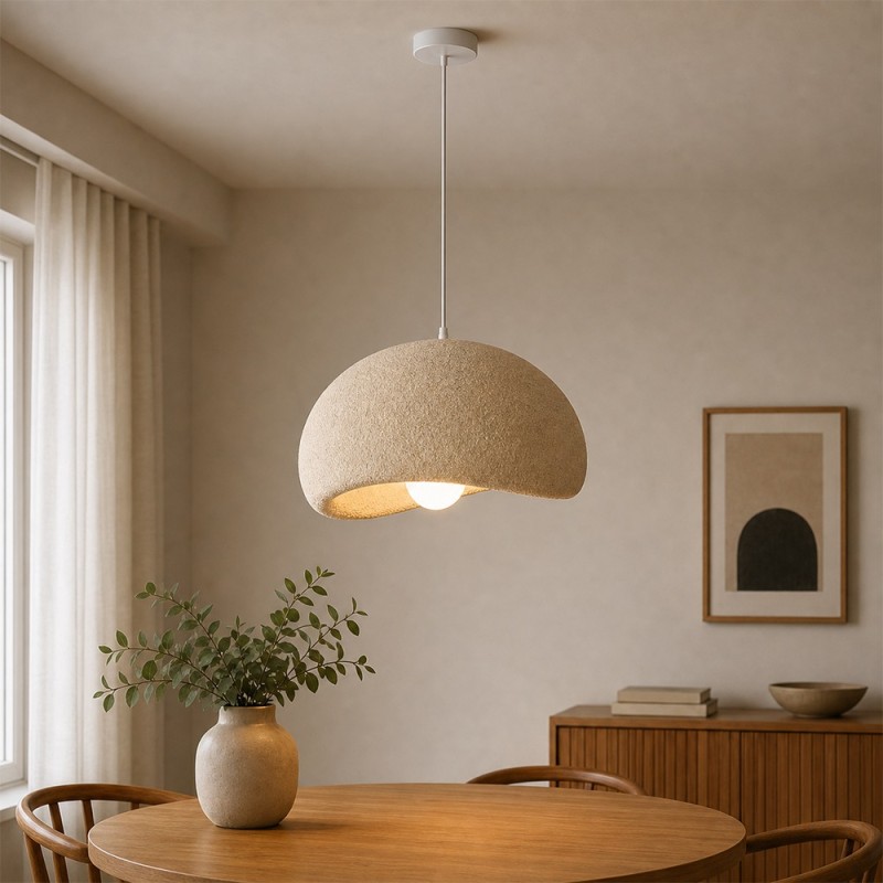Suspensie Tuzla, metal, EPS, bej, 1XE27, D.40 cm, MILD000191-BG