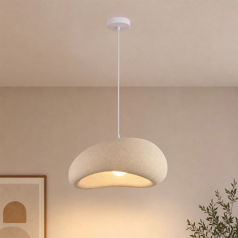 Suspensie Vaduz, metal, EPS, bej, 1XE27, D.40 cm, MILD000194-BG