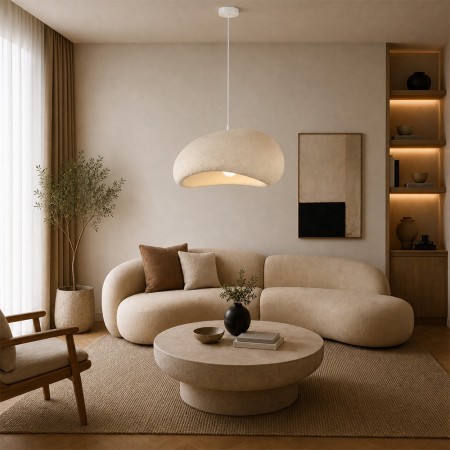 Suspensie Vaduz, metal, EPS, bej, 1XE27, D.50 cm, MILD000195-BG