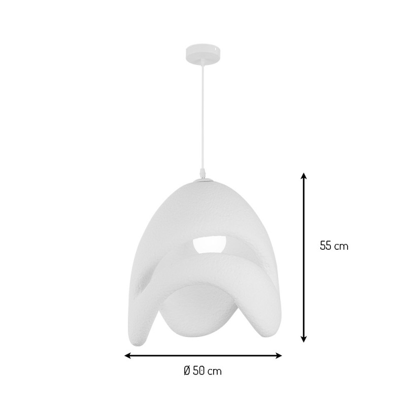 Suspensie Pleven, metal, EPS, alb, 1XE27, D.50 cm, MILD000197-WH