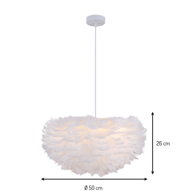 Suspensie Zilina, metal, pene, alb, 1XE27, D.50 cm, MILD000207-WH