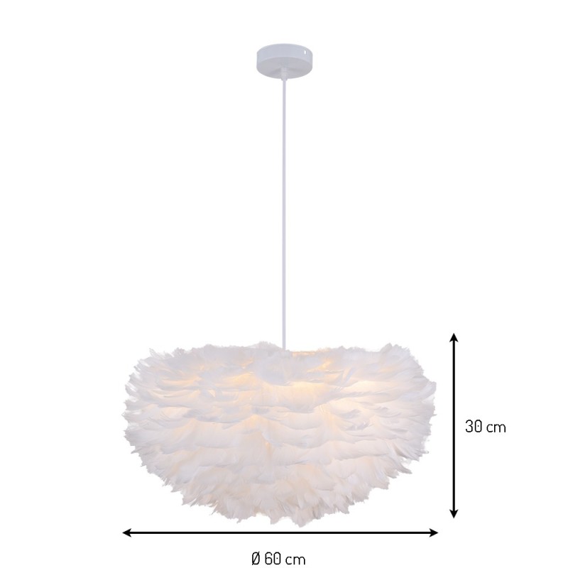 Suspensie Zilina, metal, pene, alb, 1XE27, D.60 cm, MILD000208-WH