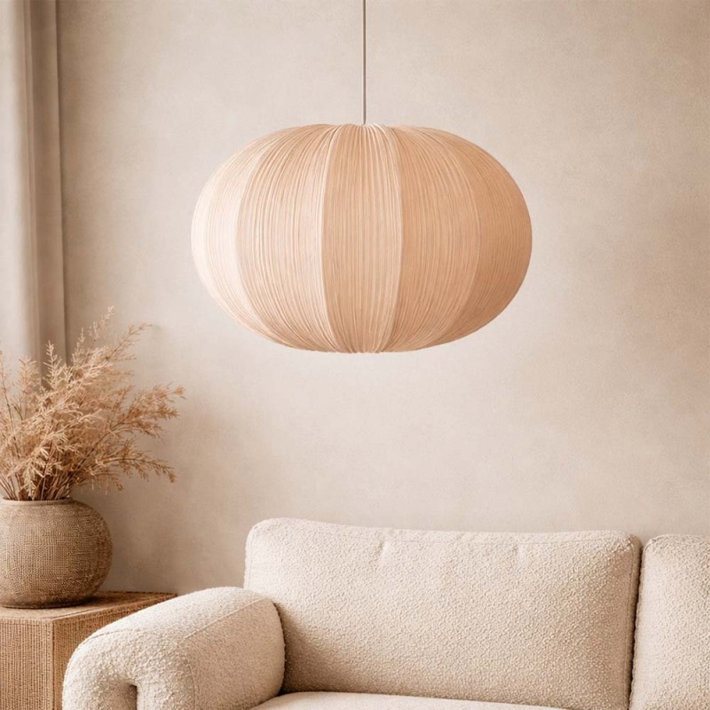 Suspensie Corfu, metal, material textil, bej, 1XE27, D.40 cm, MILD000210-BG