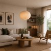Suspensie Corfu, metal, material textil, bej, 1XE27, D.40 cm, MILD000210-BG
