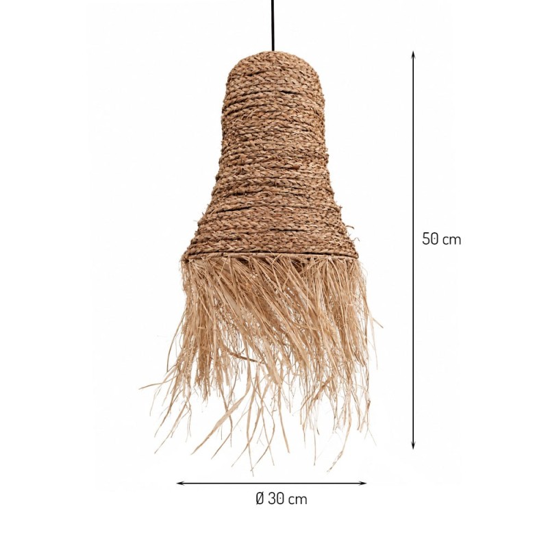 Suspensie Nazaire, metal, stuf, bej, 1XE27, D.30 cm, MILD000212-UN
