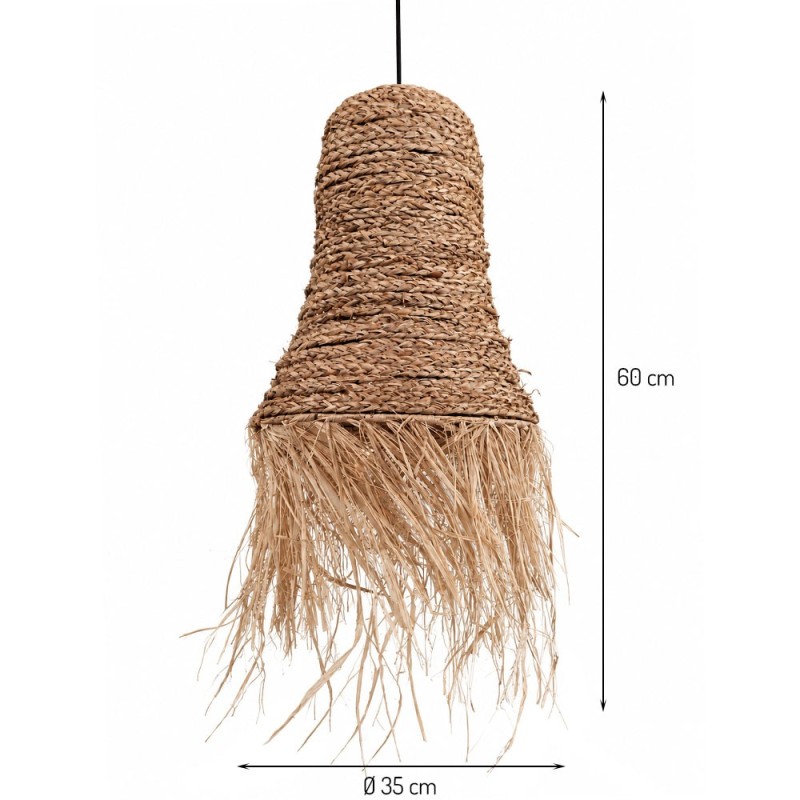 Suspensie Nazaire, metal, stuf, bej, 1XE27, D.35 cm, MILD000213-UN