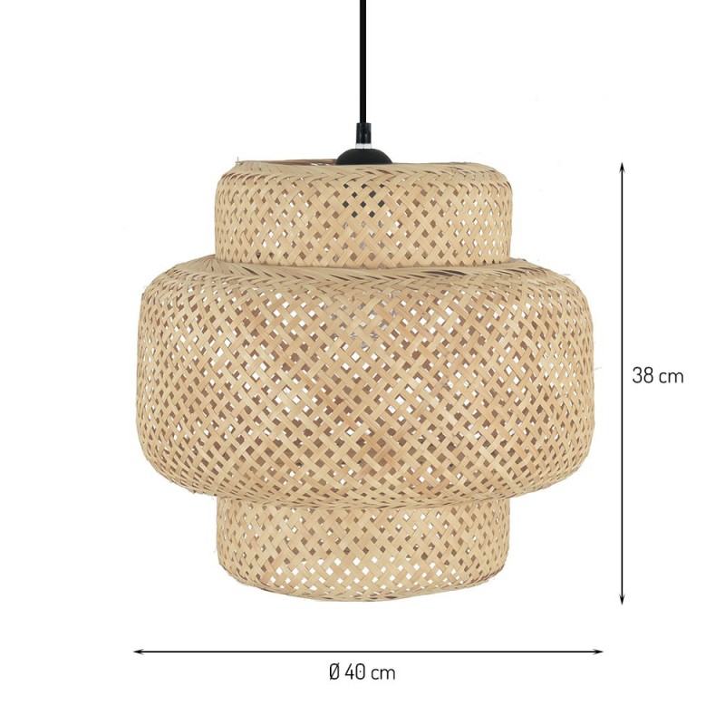 Suspensie Dresden, metal, bambus, bej, 1XE27, D.40 cm, MILD000214-UN