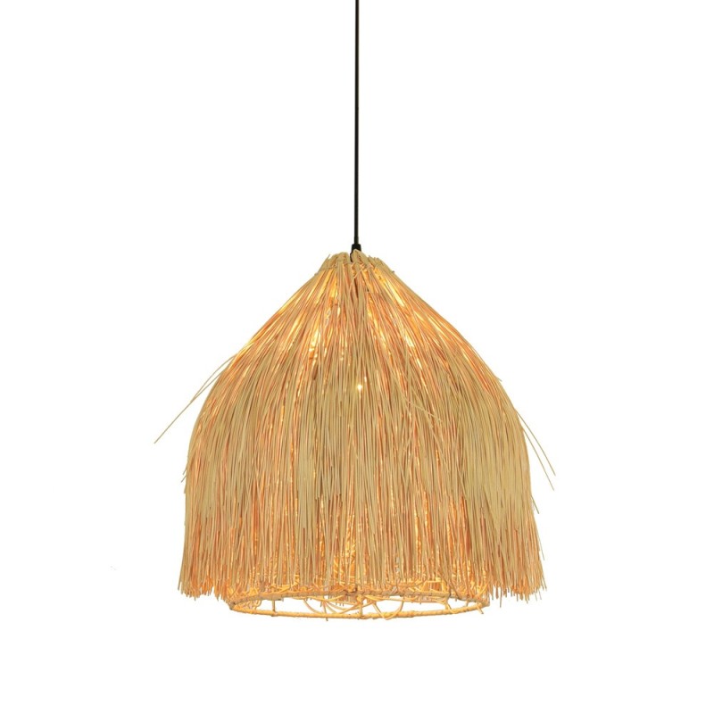 Suspensie Pau, metal, ratan, bej, 1XE27, D.30 cm, MILD000215-UN