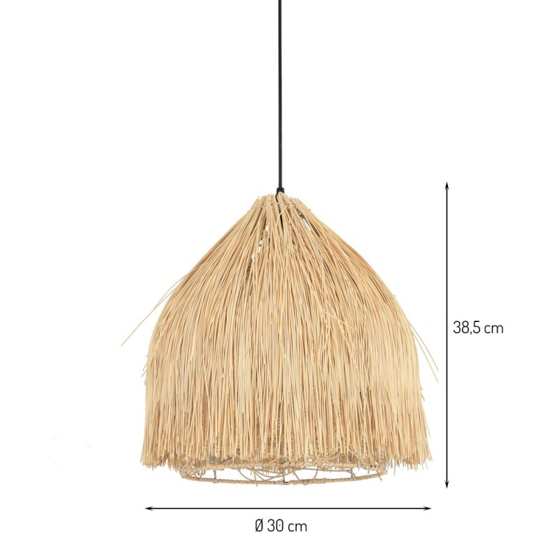 Suspensie Pau, metal, ratan, bej, 1XE27, D.30 cm, MILD000215-UN