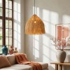 Suspensie Pau, metal, ratan, bej, 1XE27, D.30 cm, MILD000215-UN
