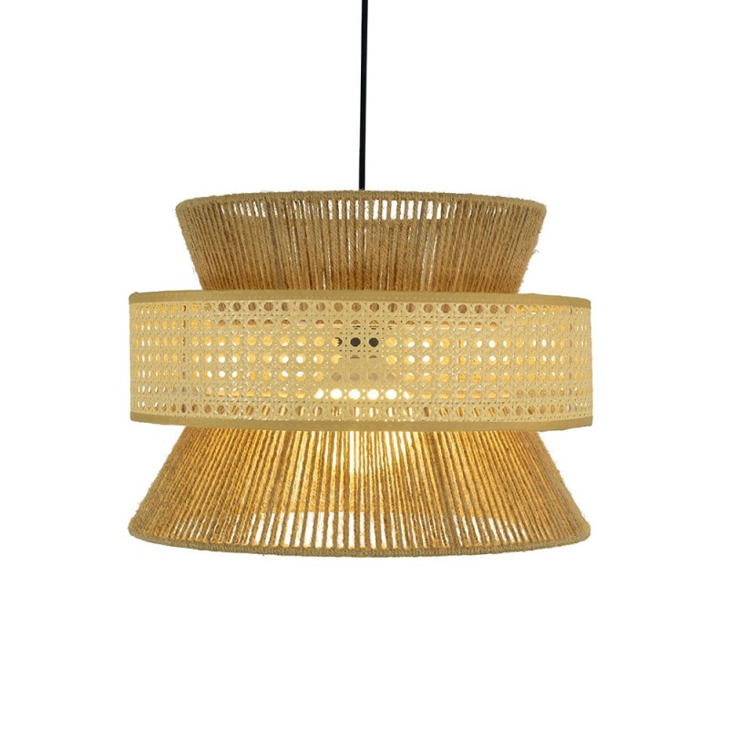 Suspensie Bruno, metal, ratan, bej, 1XE27, D.40 cm, MILD000216-UN