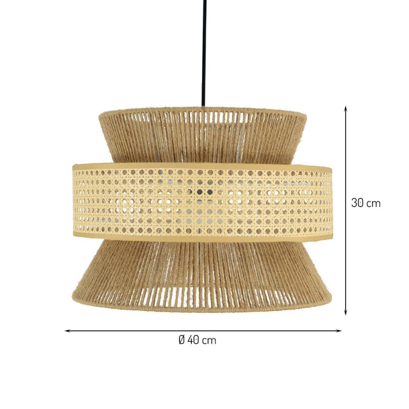 Suspensie Bruno, metal, ratan, bej, 1XE27, D.40 cm, MILD000216-UN