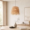 Suspensie Pilsen, metal, ratan, bej, 1XE27, D.40 cm, MILD000217-UN