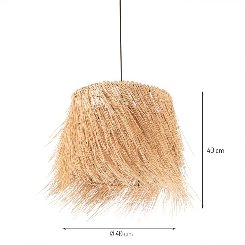 Suspensie Pilsen, metal, ratan, bej, 1XE27, D.40 cm, MILD000217-UN