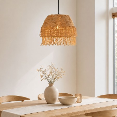 Suspensie Haarlem, metal, iuta naturala, bej, 1XE27, D.40 cm, MILD000218-UN