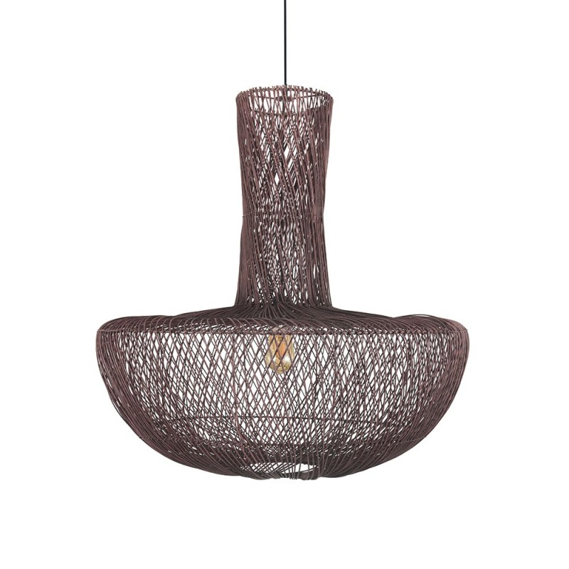 Suspensie Rotan, metal, ratan natural, violet, 1XE27, D.50 cm, MILD000220-UN
