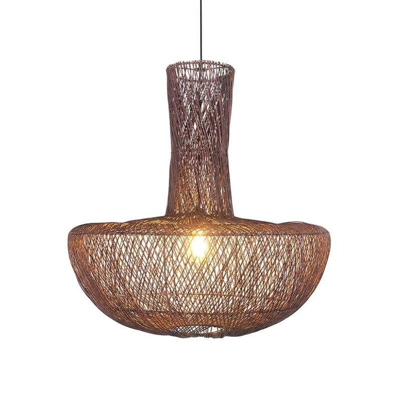Suspensie Rotan, metal, ratan natural, violet, 1XE27, D.50 cm, MILD000220-UN