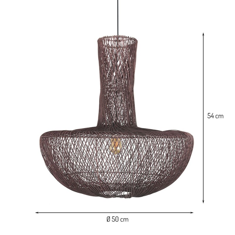 Suspensie Rotan, metal, ratan natural, violet, 1XE27, D.50 cm, MILD000220-UN