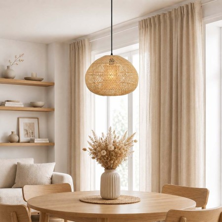 Suspensie Espoo, metal, ratan, bej, 1XE27, D.40 cm, MILD000222-UN