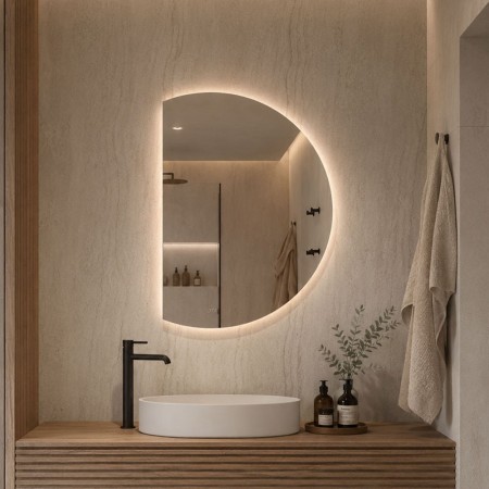 Oglinda de perete cu iluminare Osuna, sticla, H.90 cm, MILD000227-UN