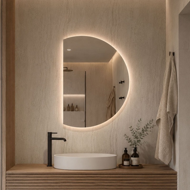 Oglinda de perete cu iluminare Osuna, sticla, H.90 cm, MILD000227-UN