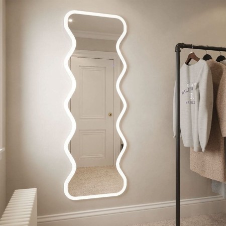 Oglinda cu iluminare Asolo, sticla, alba, H.160 cm, MILD000230-WH