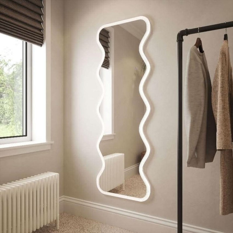 Oglinda cu iluminare Asolo, sticla, alba, H.160 cm, MILD000230-WH