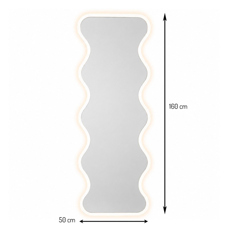 Oglinda cu iluminare Asolo, sticla, alba, H.160 cm, MILD000230-WH