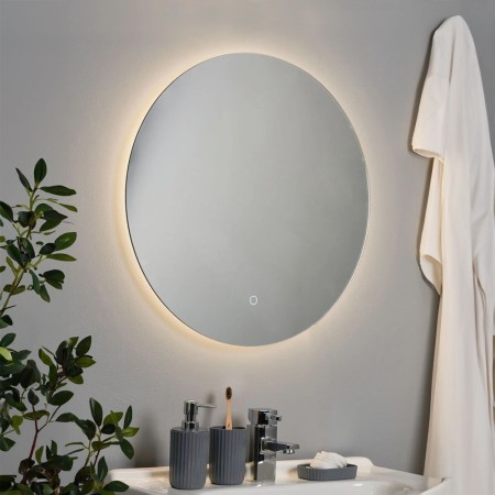 Oglinda de perete cu iluminare Colmar, sticla, argintiu, H.90 cm, MILD000231-UN
