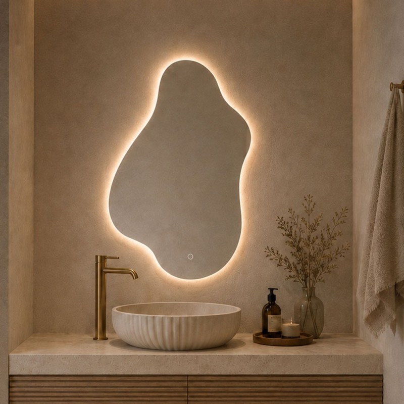 Oglinda de perete cu iluminare Cervo, sticla, H.100 cm, MILD000233-UN