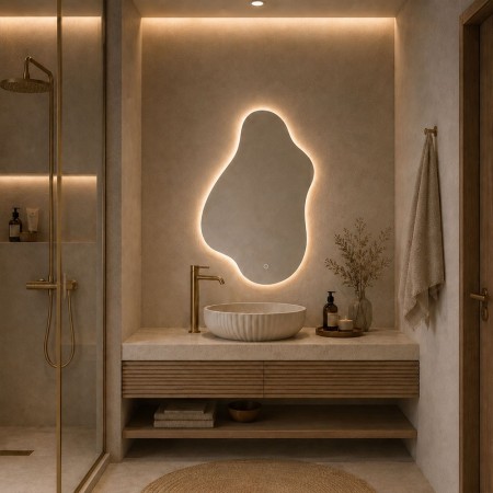 Oglinda de perete cu iluminare Cervo, sticla, H.100 cm, MILD000233-UN