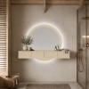 Masa de toaleta suspendata si iluminata Laren, MDF, sticla, bej, L.140 cm,  MILD000234-BG