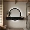 Masa de toaleta suspendata si iluminata Laren, MDF, sticla, neagra, L.140 cm, MILD000234-BK