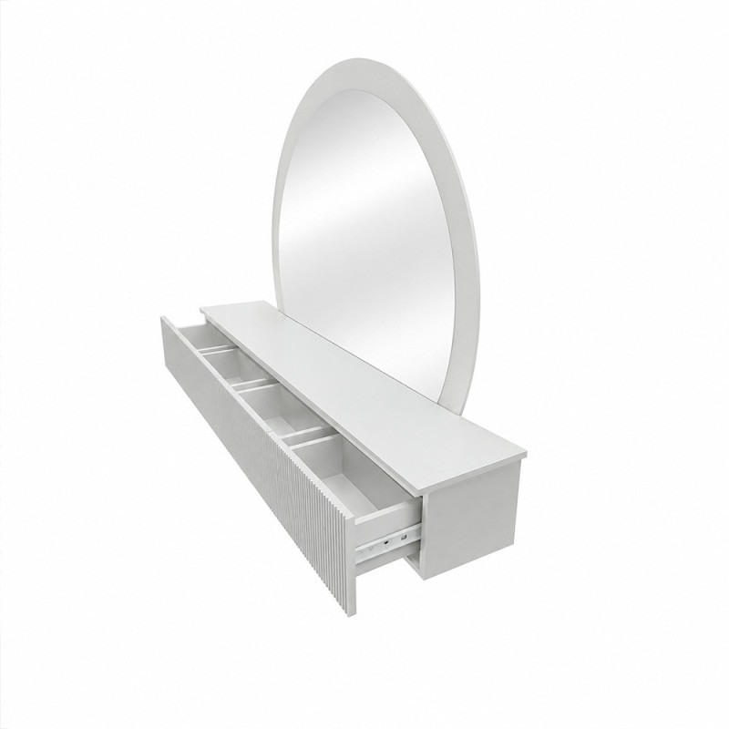 Masa de toaleta suspendata si iluminata Laren, MDF, sticla, alba, L.140 cm,  MILD000234-WH