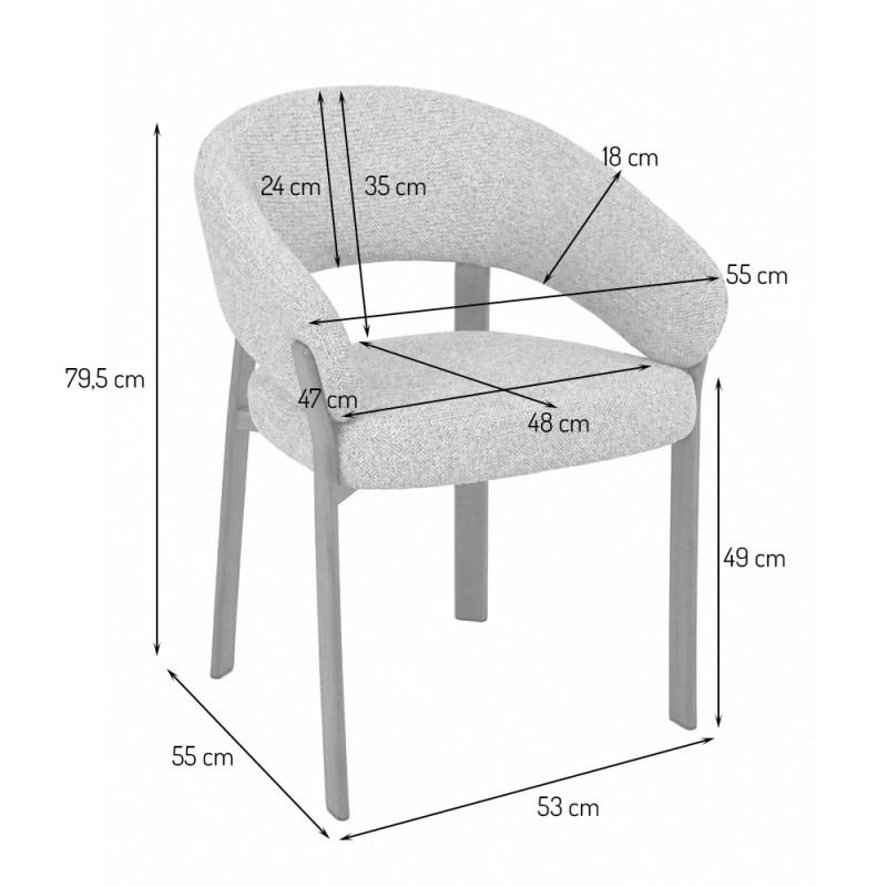 Scaun dining Rauma, metal, poliester, bej, H.79 cm,  MIFU000289-SD
