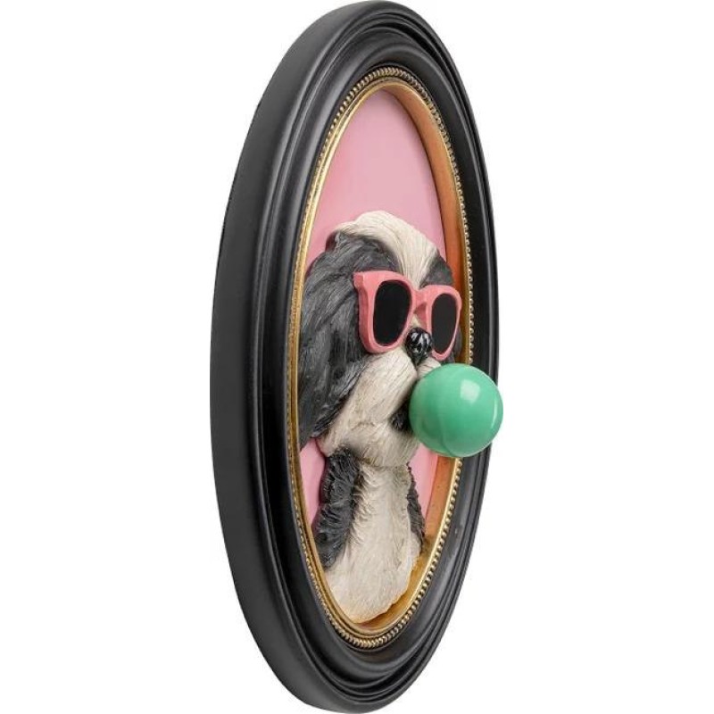 Decoratiune de perete Bubble Dog, MDF, polirasina, negru/roz, H.31 cm, 58671