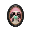 Decoratiune de perete Bubble Dog, MDF, polirasina, negru/roz, H.31 cm, 58671