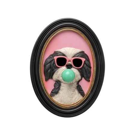Decoratiune de perete Bubble Dog, MDF, polirasina, negru/roz, H.31 cm, 58671
