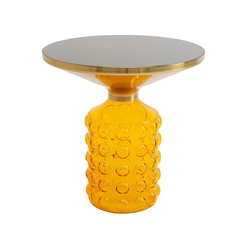 Masuta laterala Lola, metal, sticla, galbena/aurie, D.50 cm, 70643