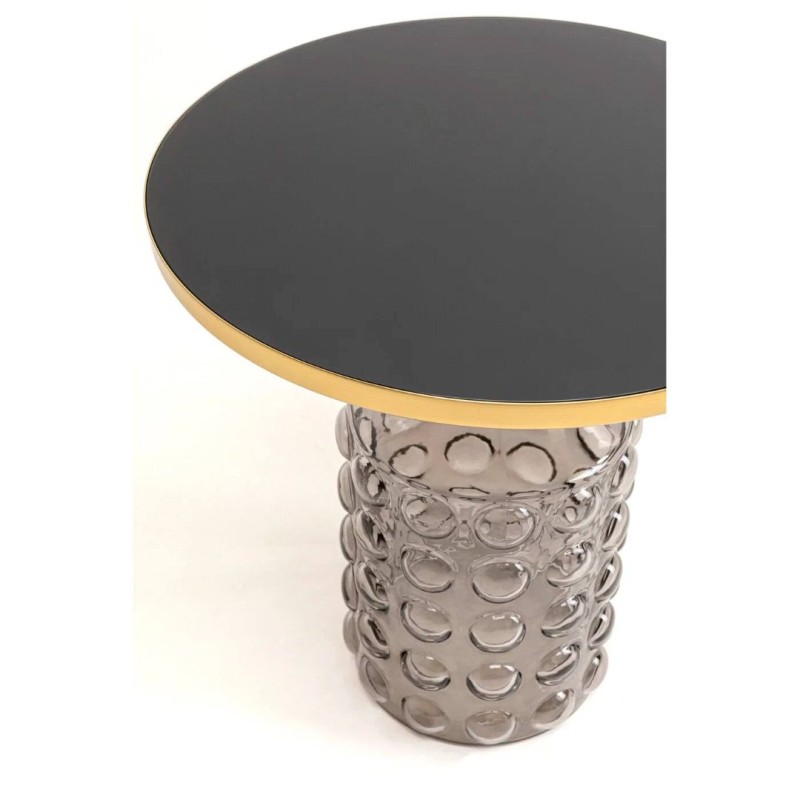 Masuta laterala Lola, metal, sticla, gri/aurie, D.50 cm, 70647