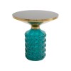 Masuta laterala Lola, metal, sticla, albastra/aurie, D.50 cm, 70648