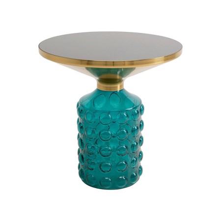 Masuta laterala Lola, metal, sticla, albastra/aurie, D.50 cm, 70648
