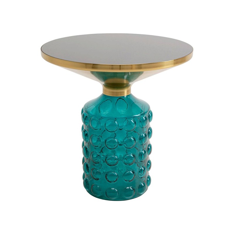 Masuta laterala Lola, metal, sticla, albastra/aurie, D.50 cm, 70648