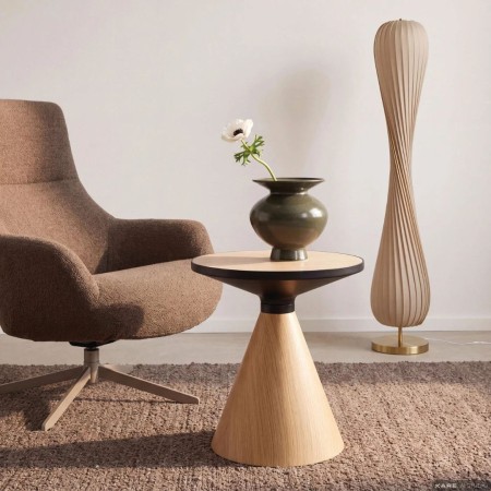Masuta laterala Cono, metal, MDF, ceramica, natural, D.50 cm, 70658