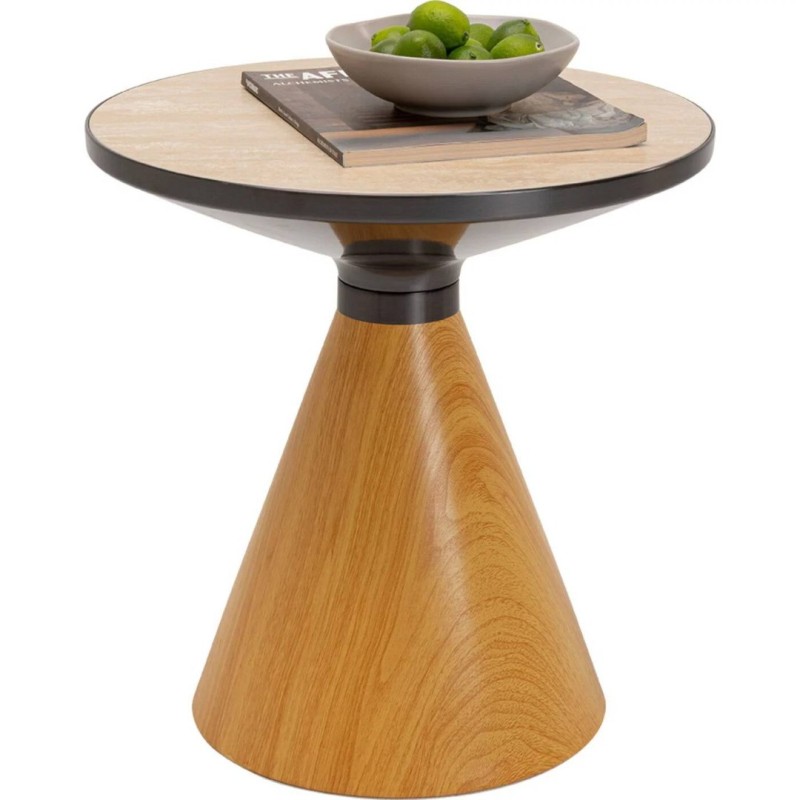 Masuta laterala Cono, metal, MDF, ceramica, natural, D.50 cm, 70658