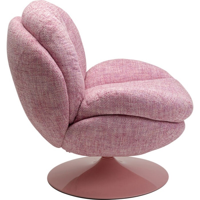 Fotoliu rotativ Cosy, metal, poliester, roz, H.84 cm, 70669