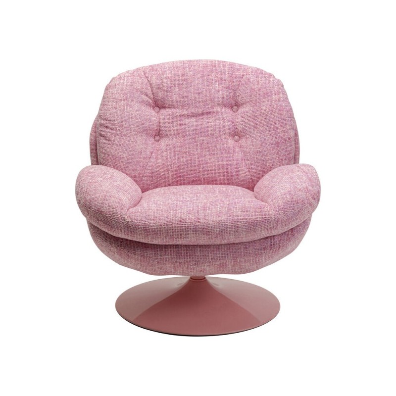 Fotoliu rotativ Cosy, metal, poliester, roz, H.84 cm, 70669