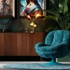 Fotoliu rotativ Cosy, metal, poliester, albastru, H.84 cm, 70679