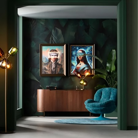 Fotoliu rotativ Cosy, metal, poliester, albastru, H.84 cm, 70679