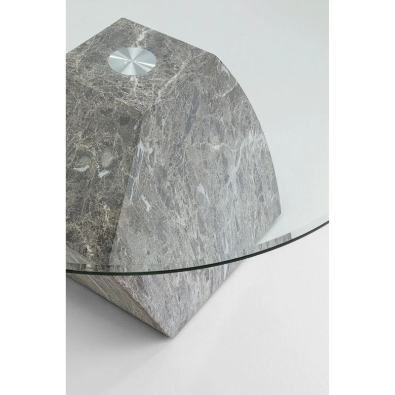 Masuta de cafea Rocky, metal, sticla securizata, gri, D.90 cm, 70702